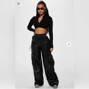 Fashion Nova Wasted Times Faux Leather Cargo Pants